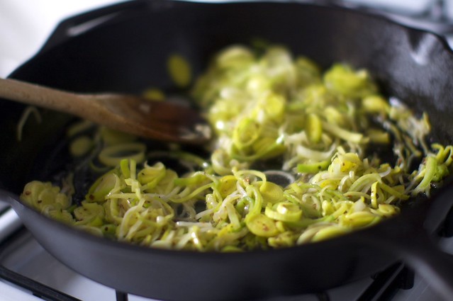 cooking the leeks