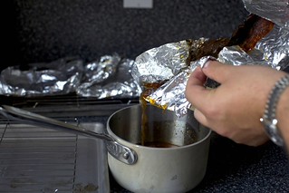 draining juices from rib packets