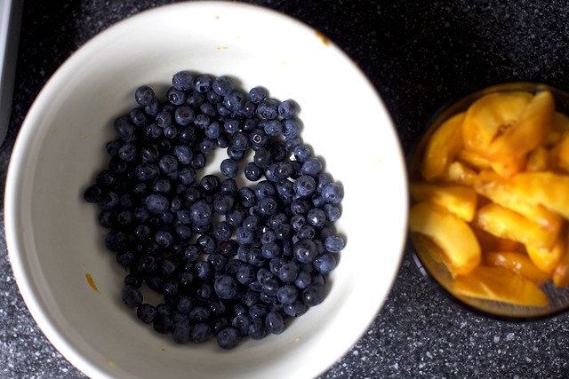 blueberries + sliced peaches