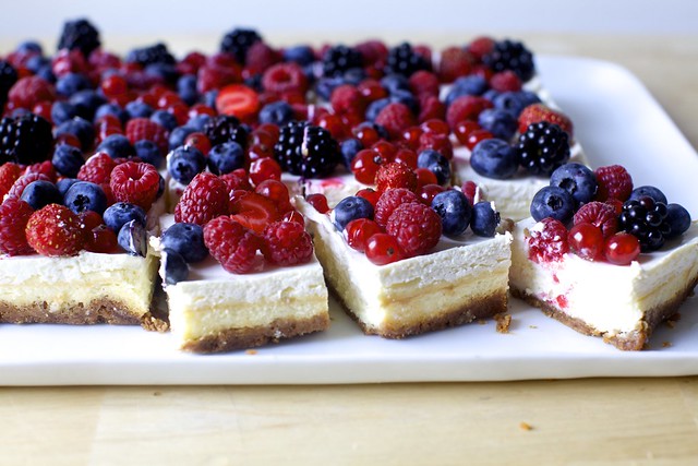 cheesecake bars with all the berries