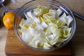 lightly dressed endive petals