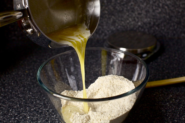 adding melted butter