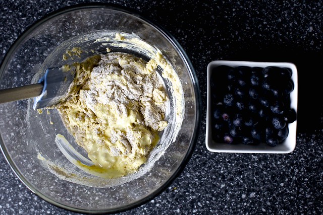 batter, berries, separate