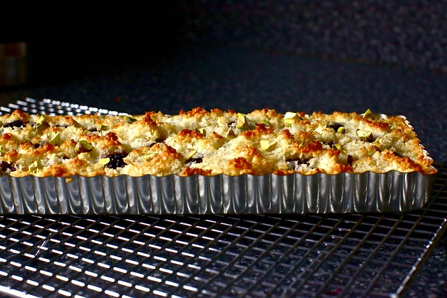 blackberry and coconut macaroon tart