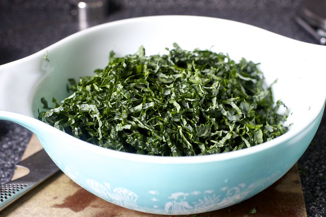 finely slivered kale hay