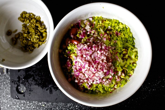 the salad, ready to mix