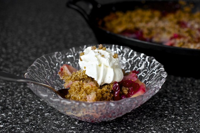 pear cranberry and gingersnap crumble + yogurt