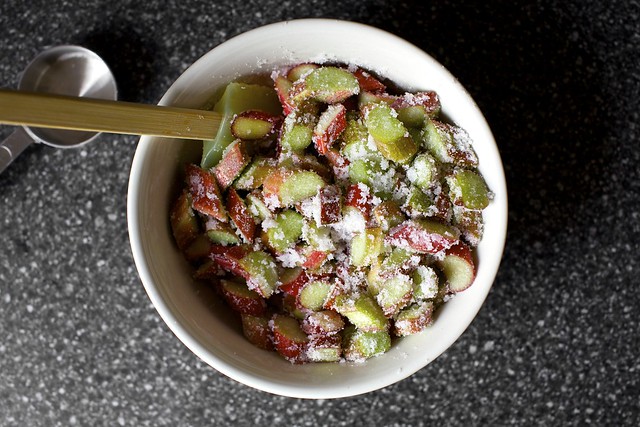 rhubarb with sugar and lemon juice