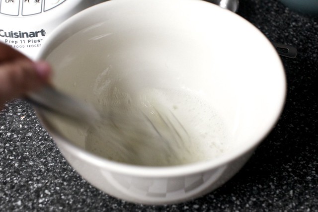 whisking the egg white
