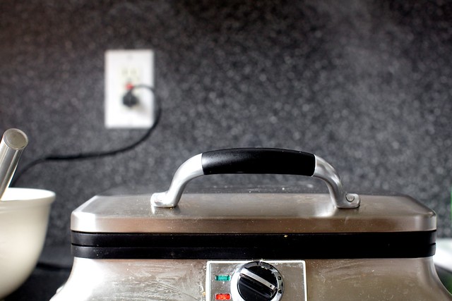 steaming waffle iron