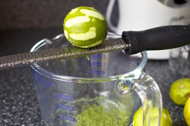 zesting the limes