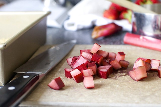 dicing rhubarb