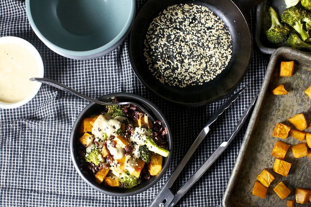 miso sweet potato + broccoli bowl