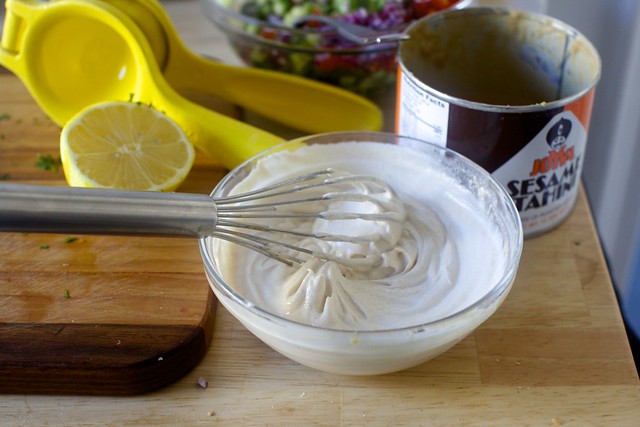 lemon tahini garlic yogurt