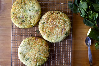zucchini, ham, and ricotta fritters