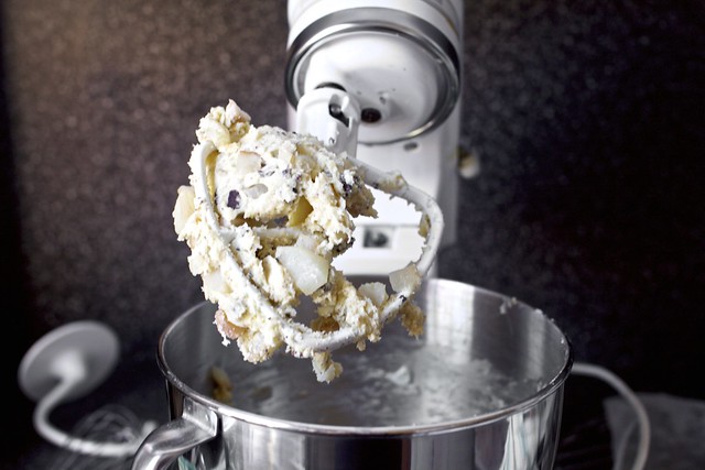 let the paddle bang up the pear chunks