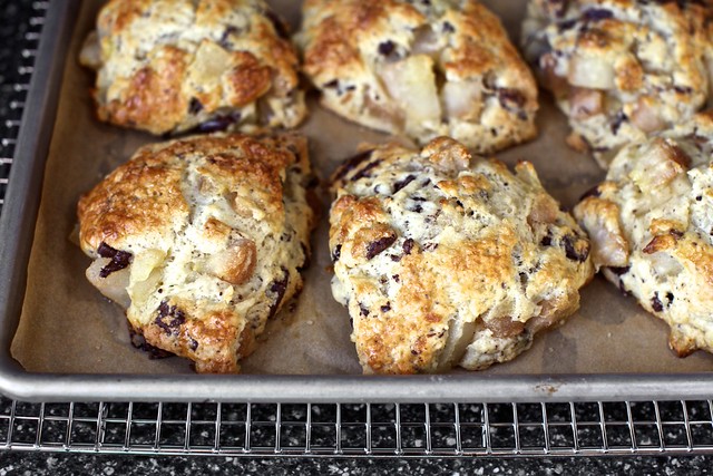 roasted pear and chocolate chunk scones