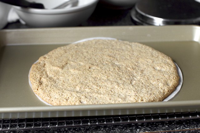 baked hazelnut macaroon disc