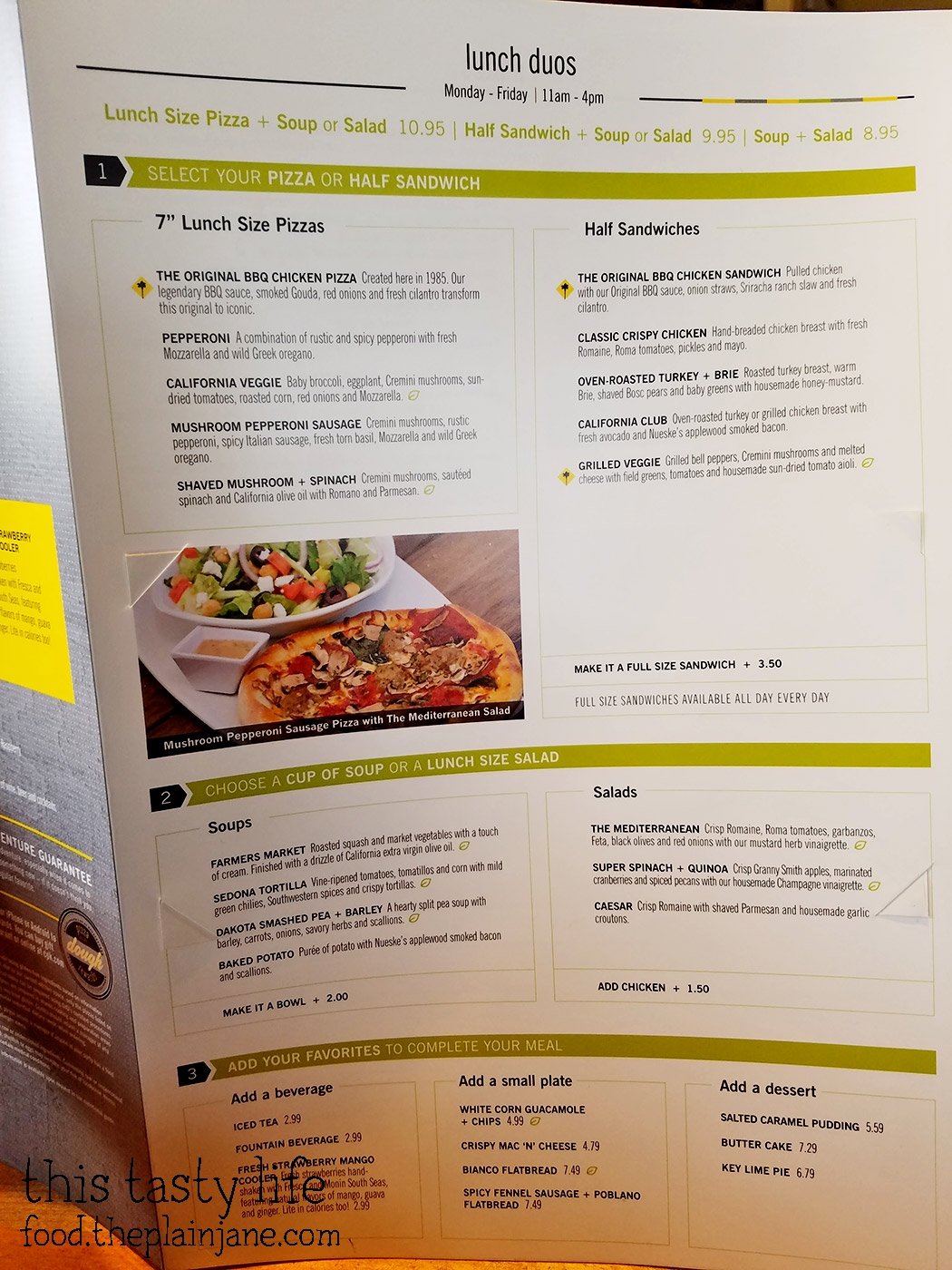 Pasta California Pizza Kitchen Menu