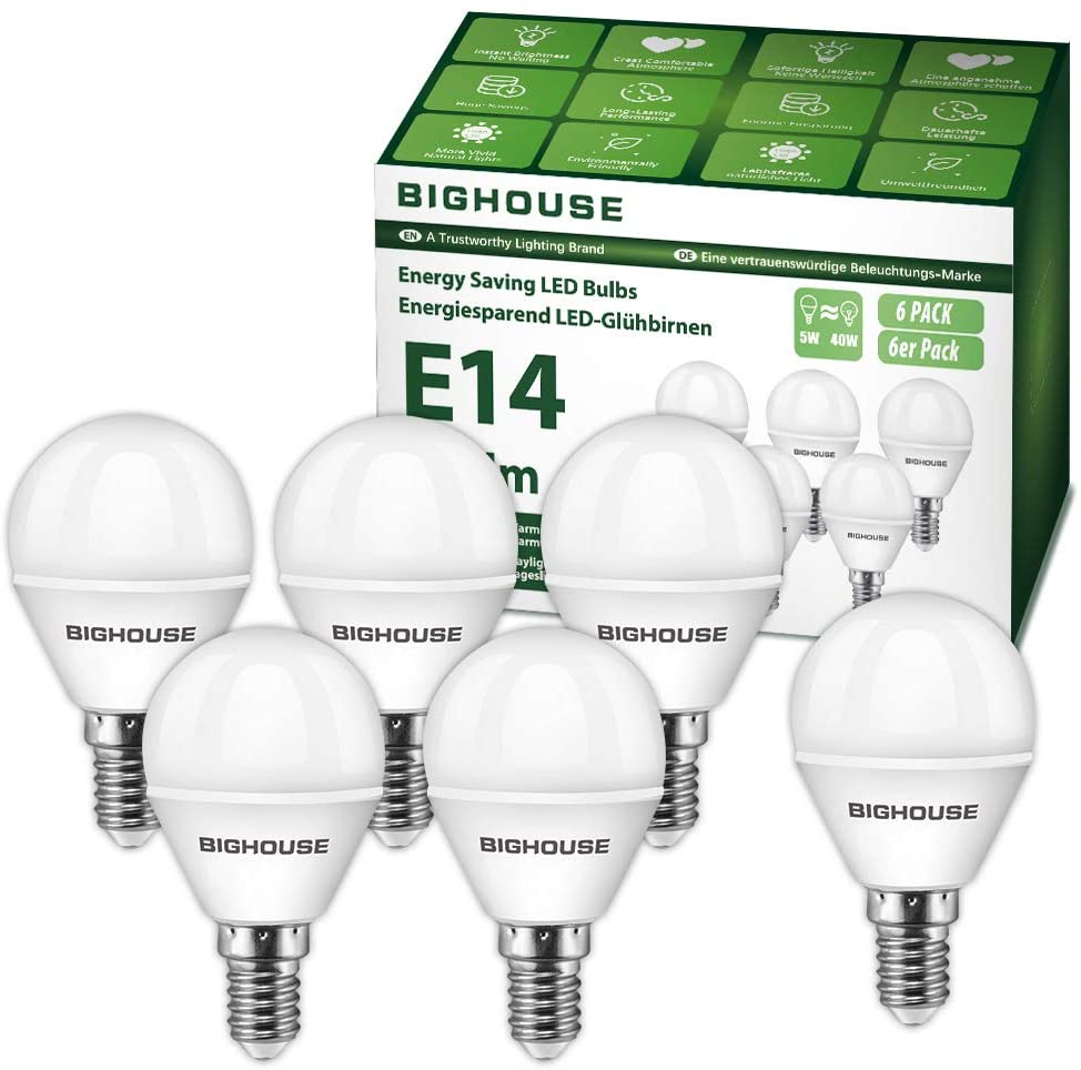 Led E14 Small Edison Screw Ses Golf Ball Bulbs 5w P45 E14 Led Lights Bulbs 40w Incandescent Bulb Equivalent 400lm 3000k Warm White Pack Of 6 Energy Class A Foodwrite