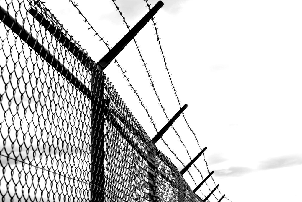 Barbed wire fence, security protection