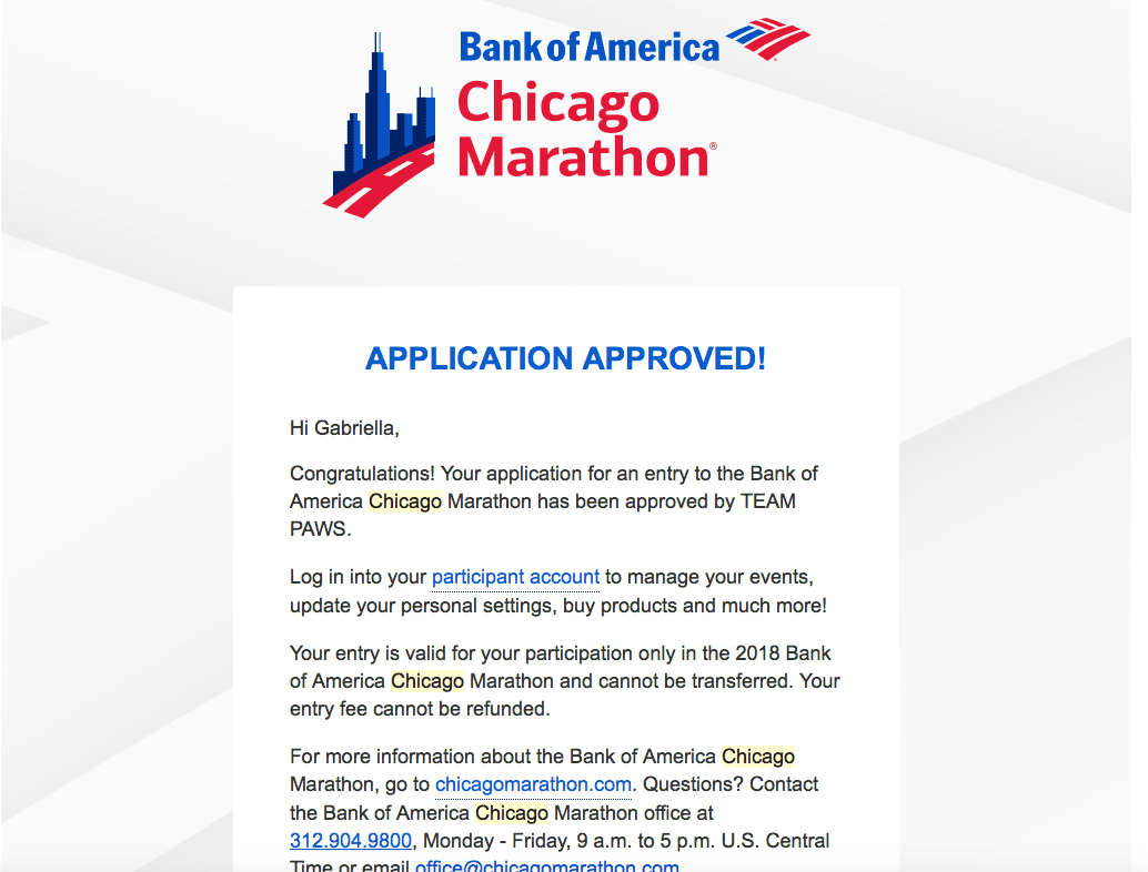 Chicago Marathon 2018 Application Gabi Runs