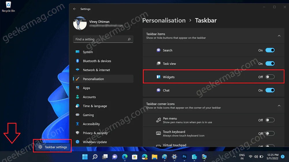 Disable Weather Widget On Windows 11 Taskbar Otosection