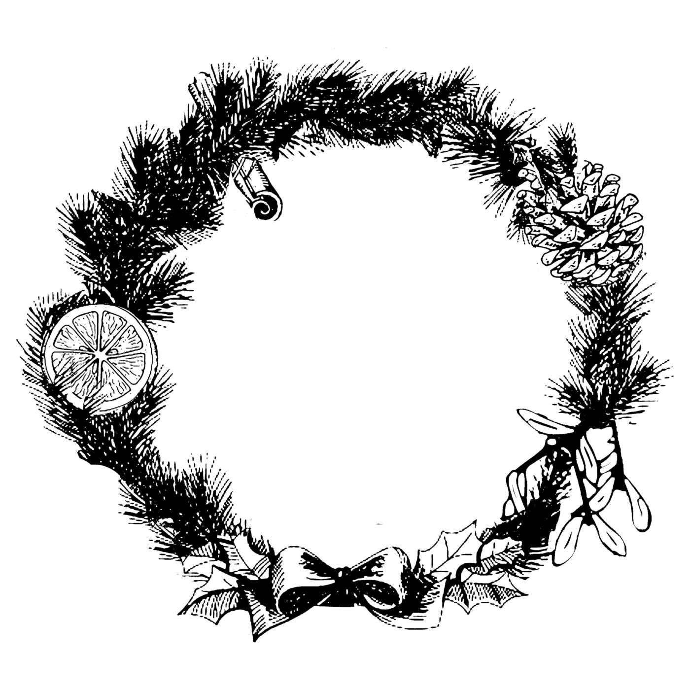 Christmas wreath stamp hover compress