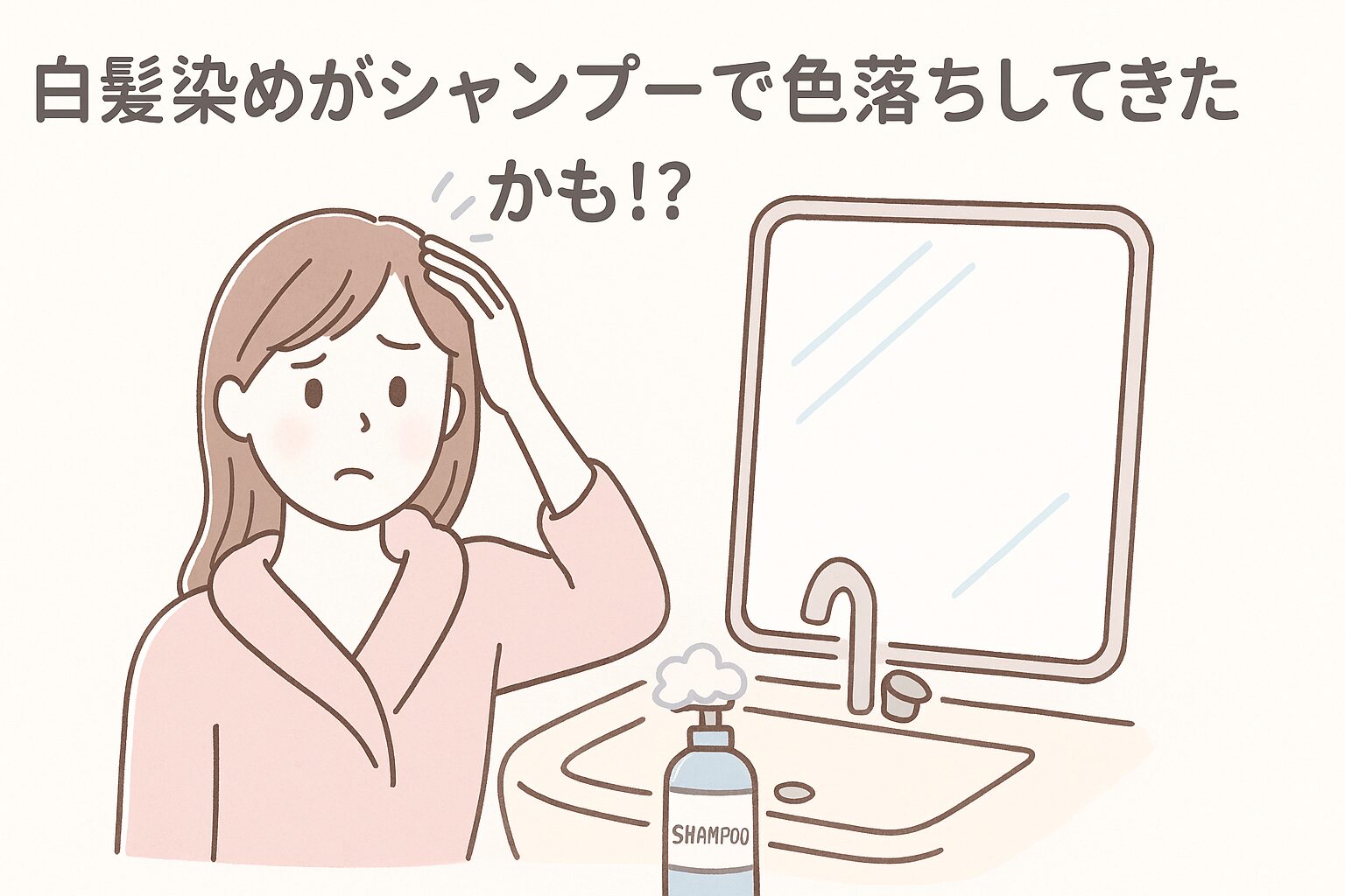 シャンプー後に白髪染めが落ちてきているのでは?と不安になる女性