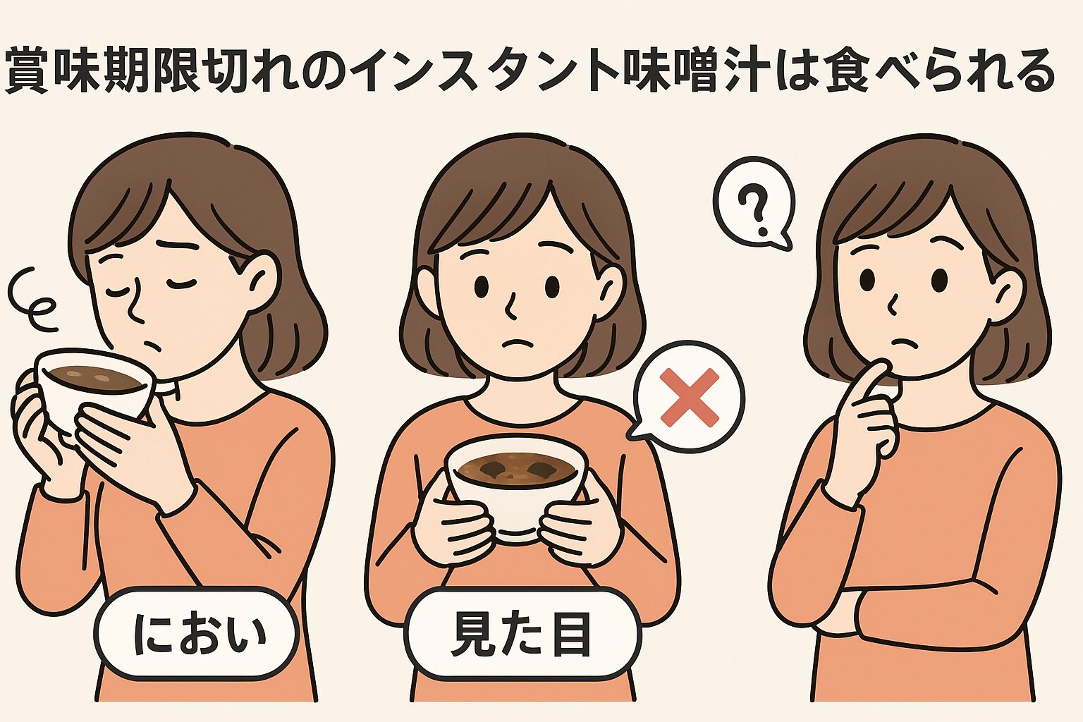 インスタント味噌汁の安全な状態と異常な状態の見分け方