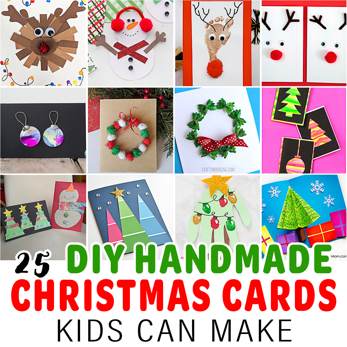 25 Diy Homemade Christmas Cards Kids Can Make Happy Toddler Playtime