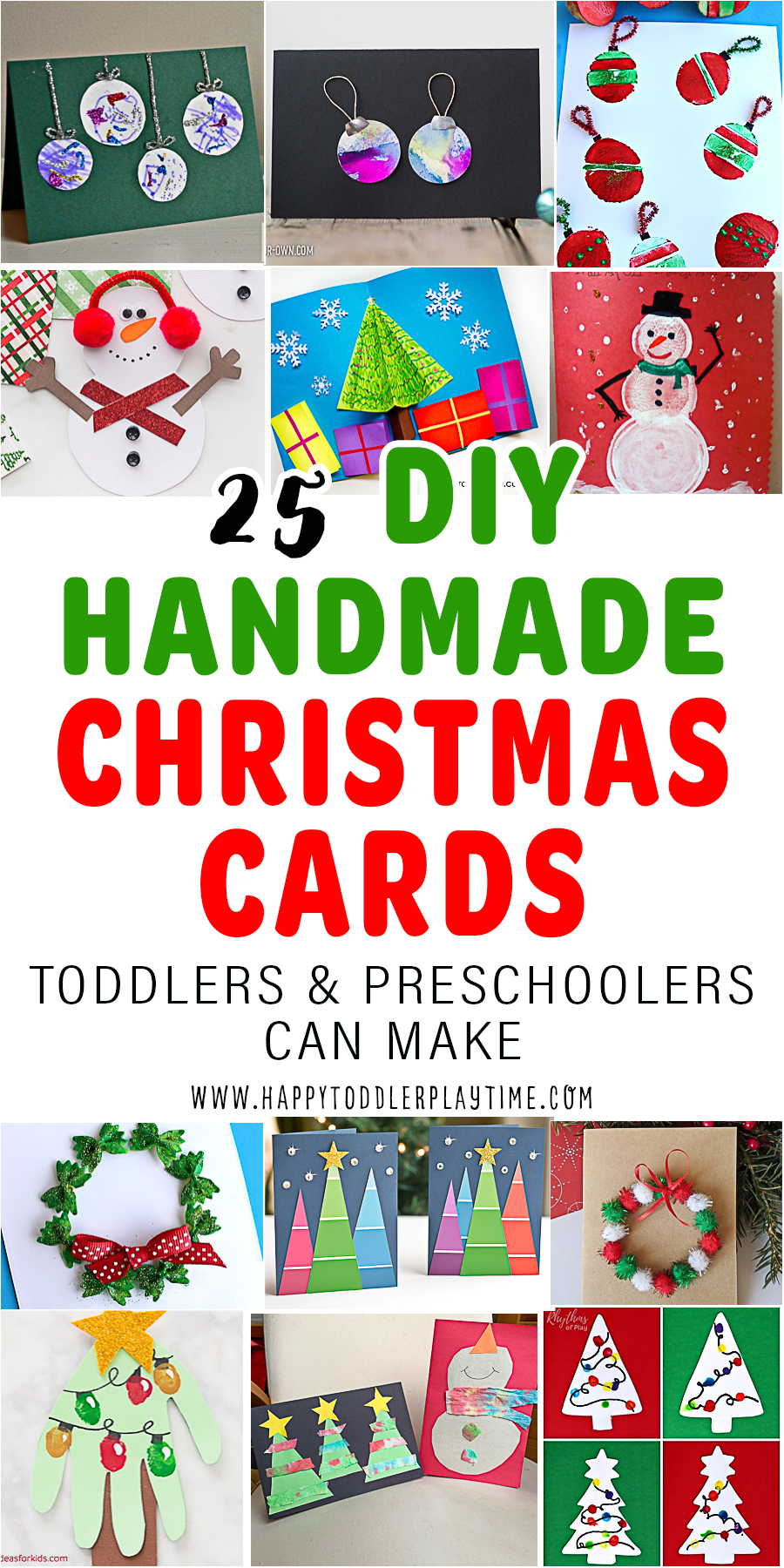 25 Diy Homemade Christmas Cards Kids Can Make Happy Toddler Playtime