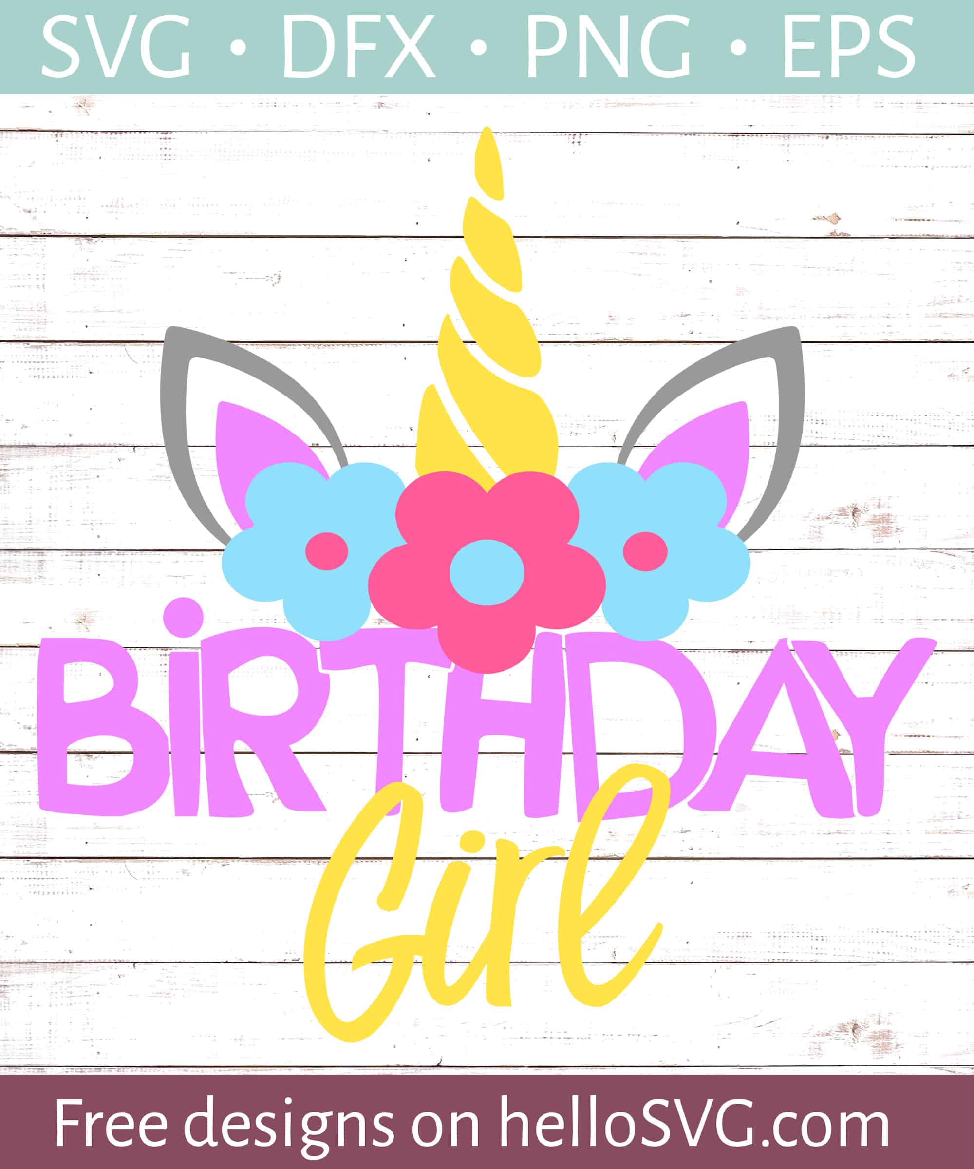 Download Free Birthday Girl Unicorn Svg PSD Mockup Template