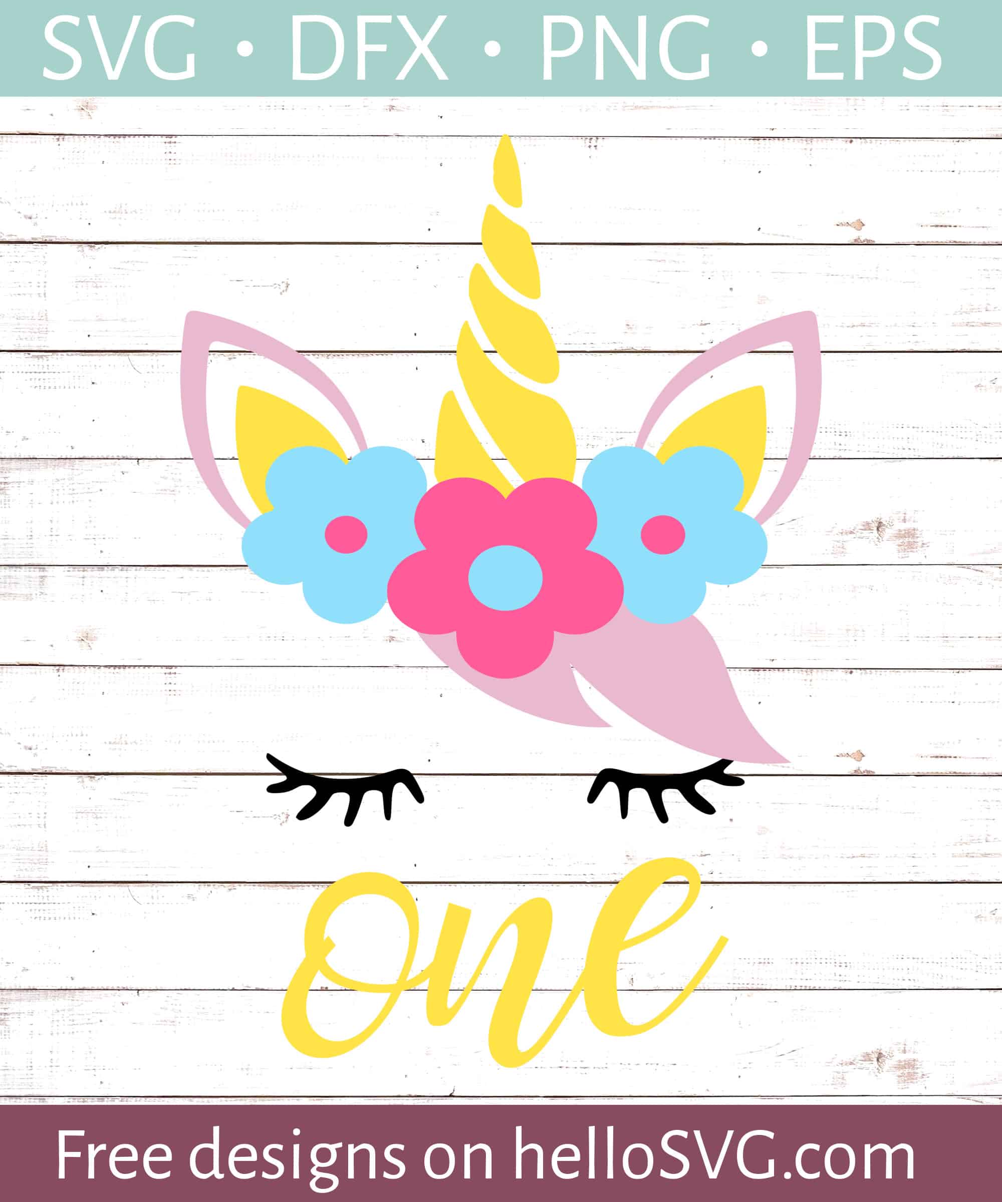 Download Free First Birthday Unicorn Svg PSD Mockup Template