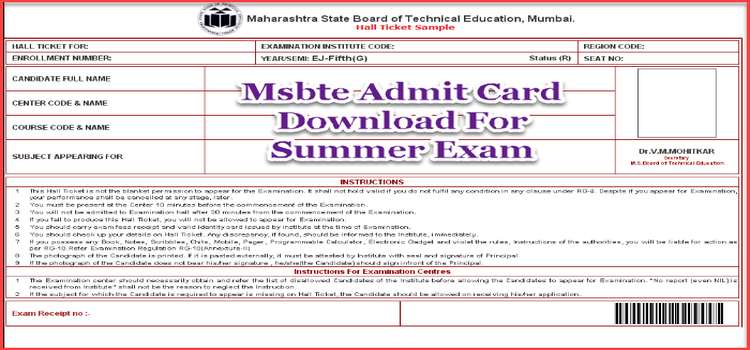 Msbte Hall Ticket Summer 2022 Download Online @ www.msbte.org.in | Msbte Admit Card PDF Download Link Available. 1 Admit Card Msbte Hall Ticket Summer