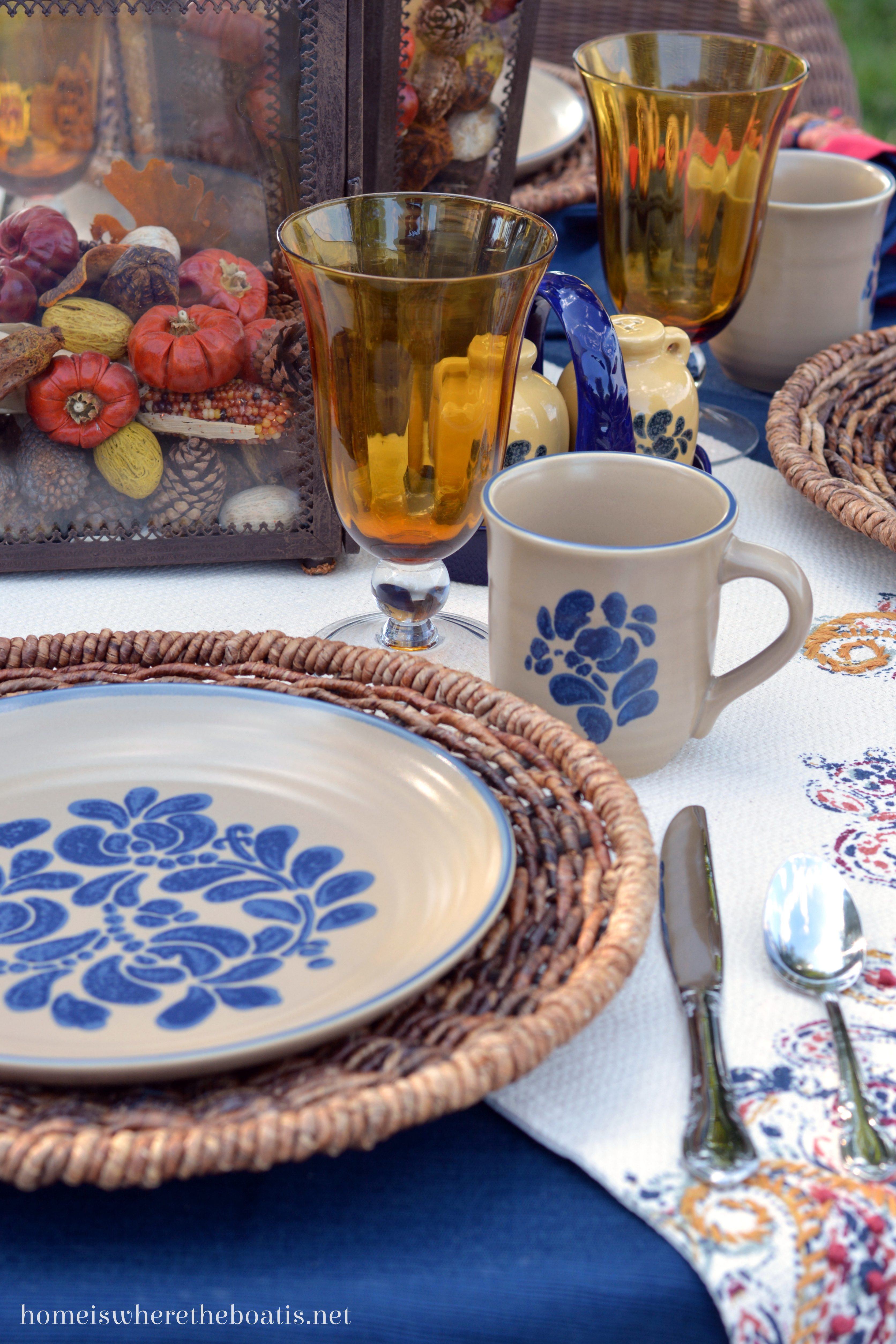 At The Table A Fall Transition With Pfaltzgraff Folk Art Home Is Where The Boat Is