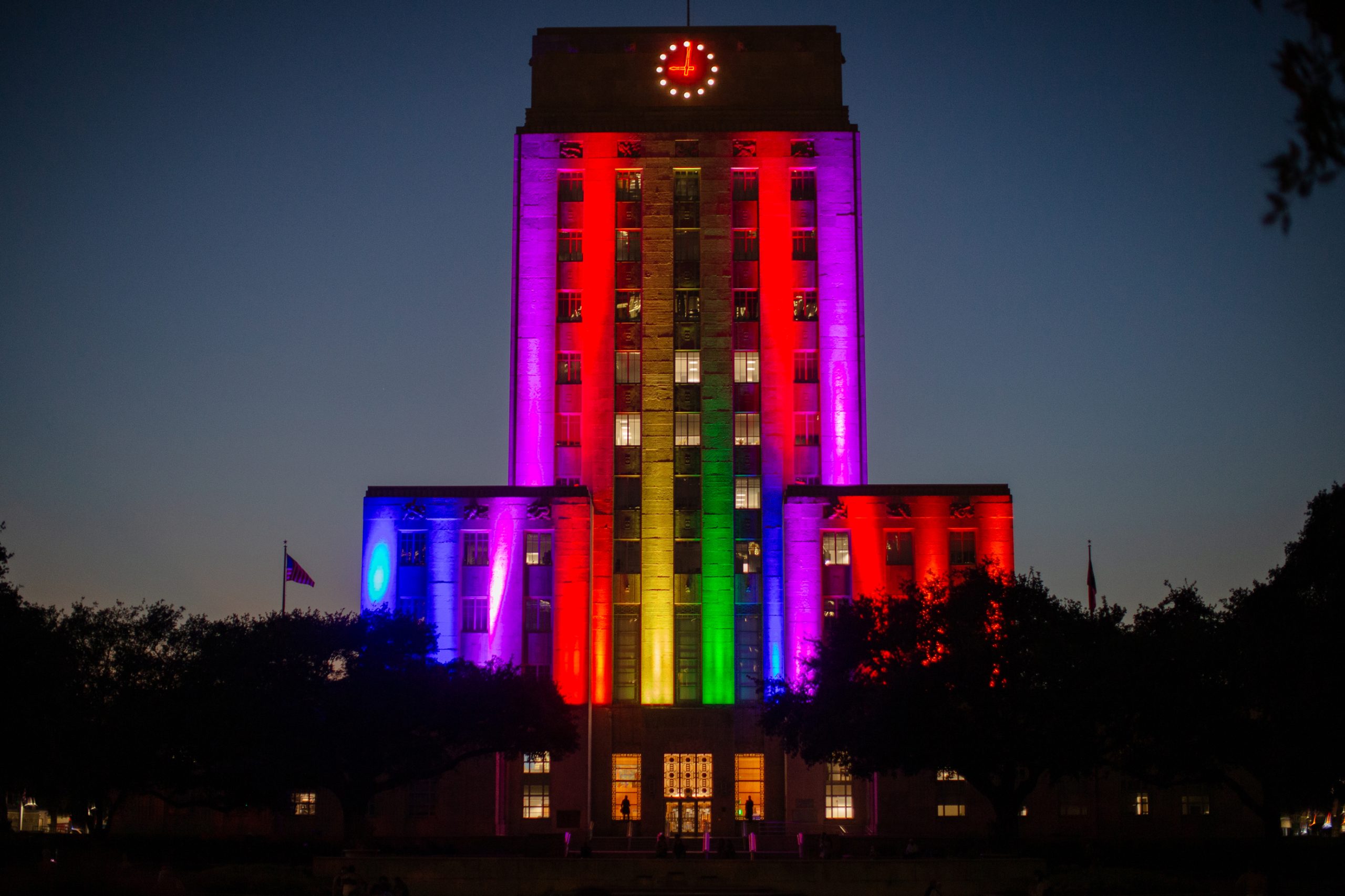 Houstons City Hall lights up in support of Pride Houston, June 24, 2023 in Houston.