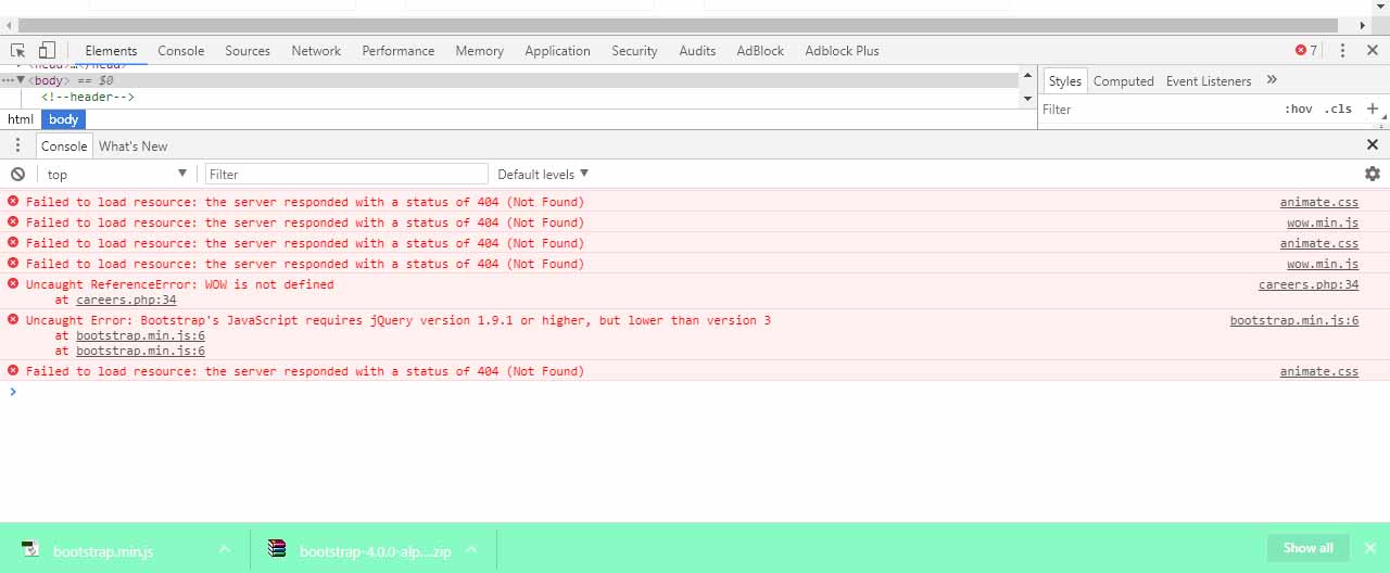 Html Bootstrap Locally Installed Bootstrap Min Js Not Working But