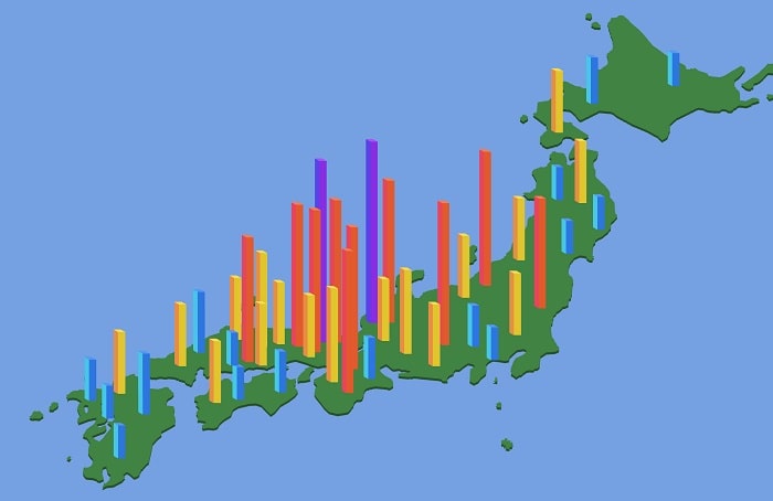 降水量の多い都道府県ランキング