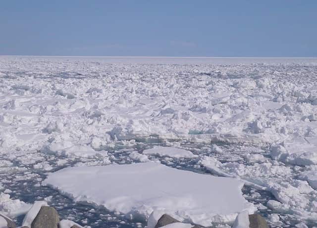 マイナス10度の海と流氷