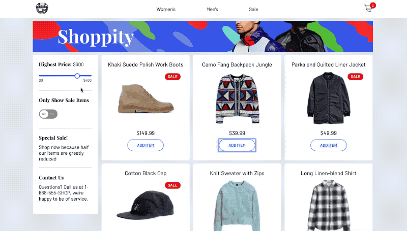 Vue shop