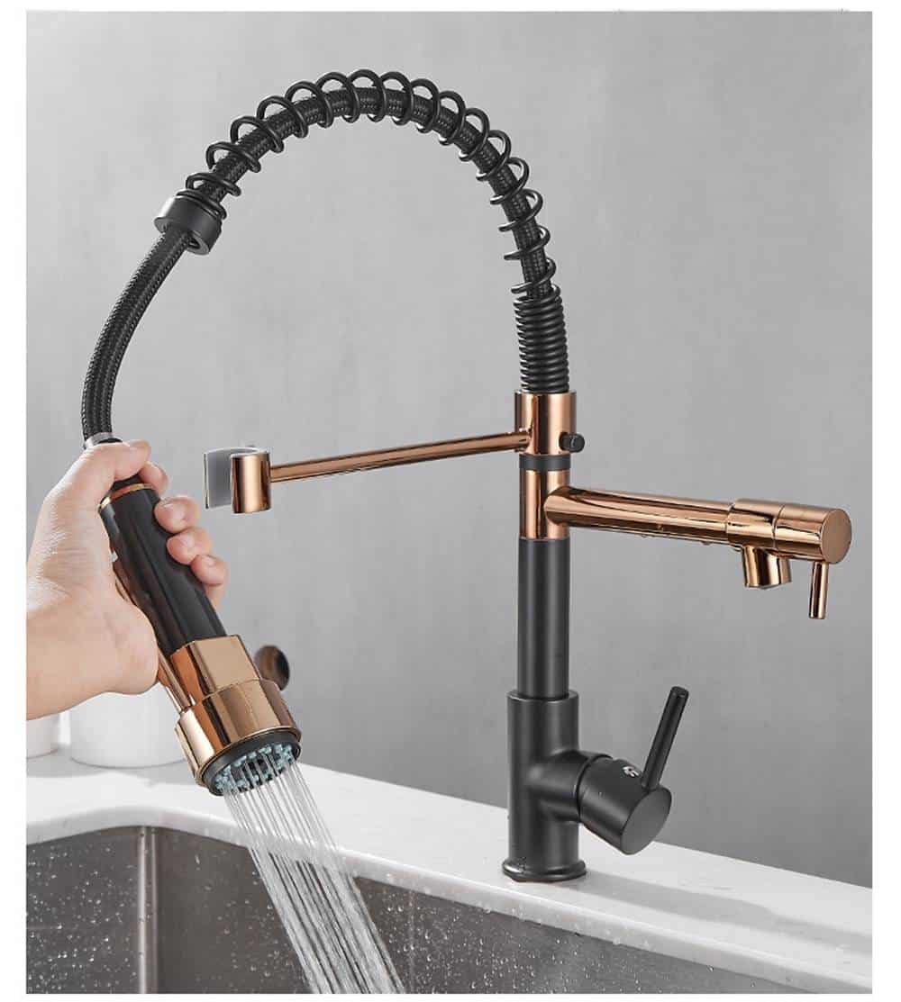 Black Rose Gold Kitchen Faucet Nickel Brushed Spring Pull Down Faucets 2 Functions Stream Spray Hot And Cold Water Mixer Taps Black Rose Gold Kitchen Faucet Nickel Brushed Spring Pull Down Faucets 2 Functions Stream Spray Hot And Cold Water Mixer Taps