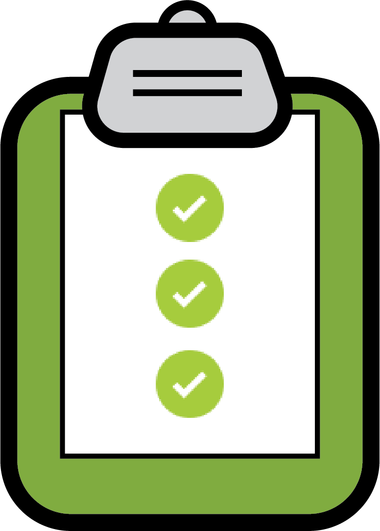 image of a green clip board with check marks