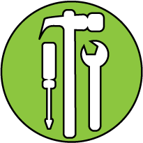 icon of tools on a green background