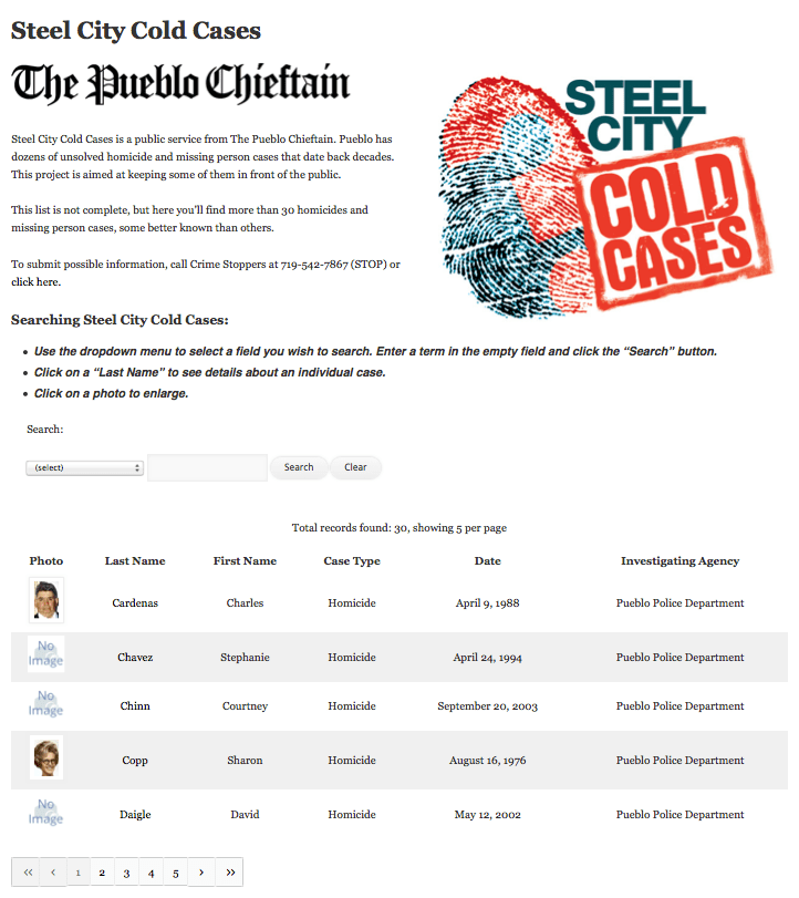 Cold case database