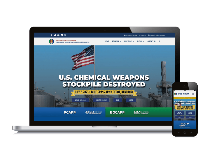 PEO ACWA website on laptop and mobile devices