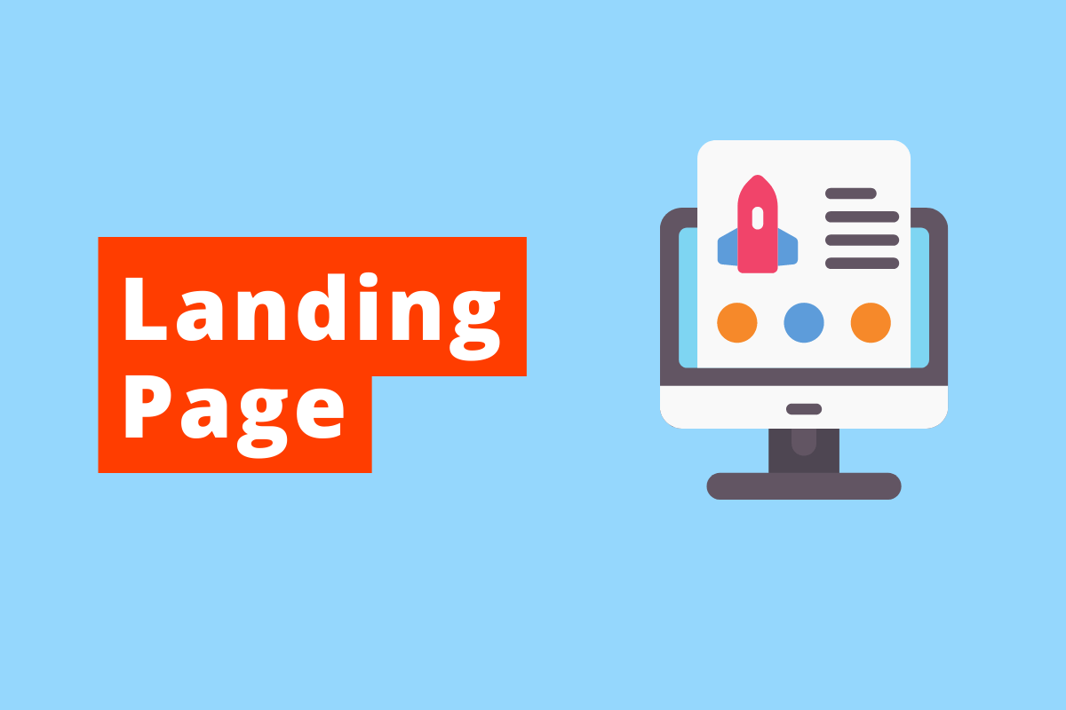 Texto de descrição do assunto do artigo que é Landing Page e a imagem de uma tela de computador mostrando uma Landing Page