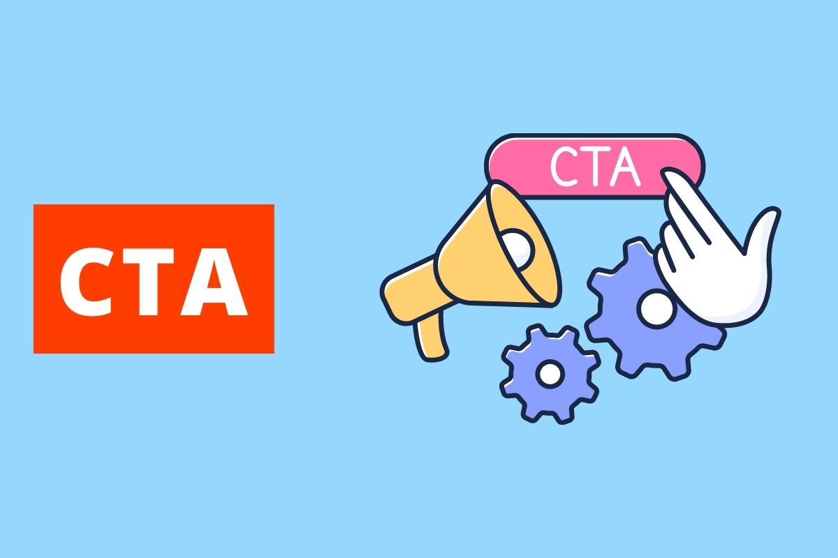 fundo azul e imagem de uma engrenagem com texto CTA