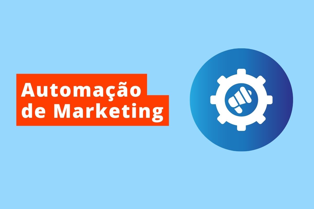 imagem de uma engrenagem com fundo branco e o texto é Automação de Marketing
