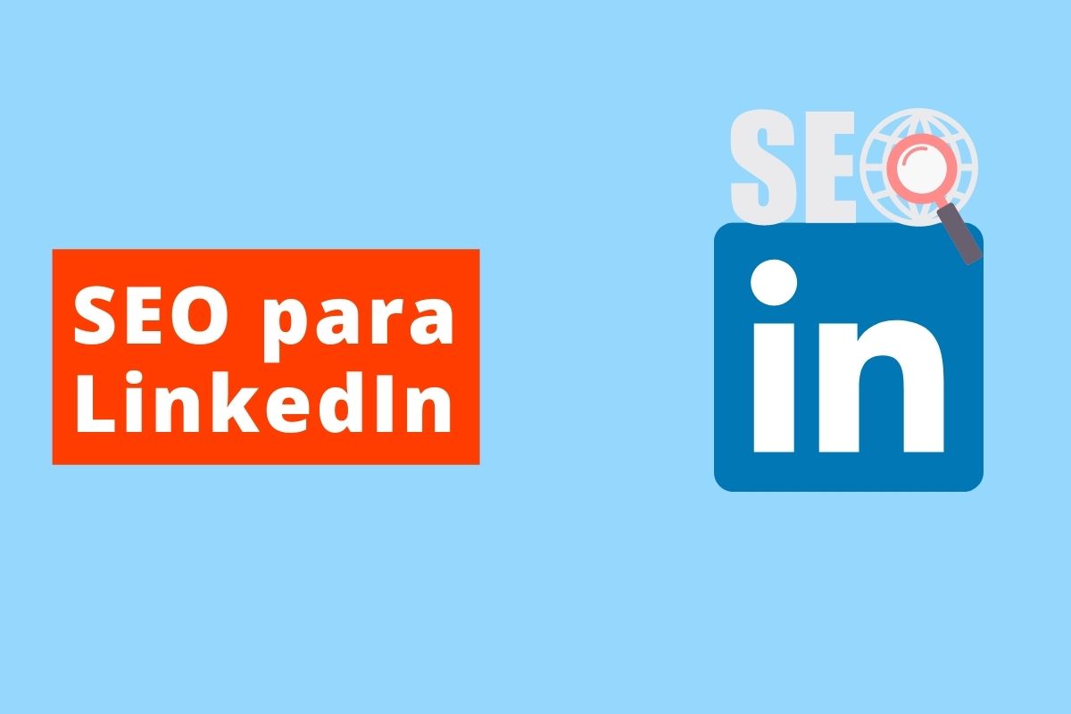 ícone doi linkedin o fundo é azul e o texto é SEO para LinkedIn